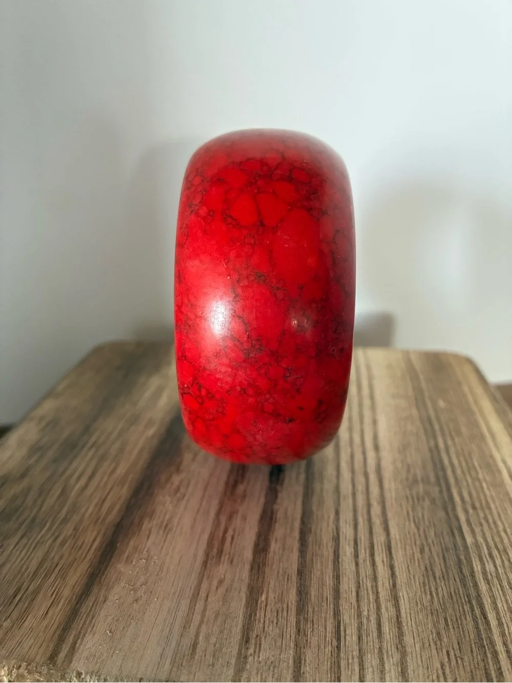 Red Howlite Style Stone Bangle Bracelet Wide Chunky 1.25” Bold Statement